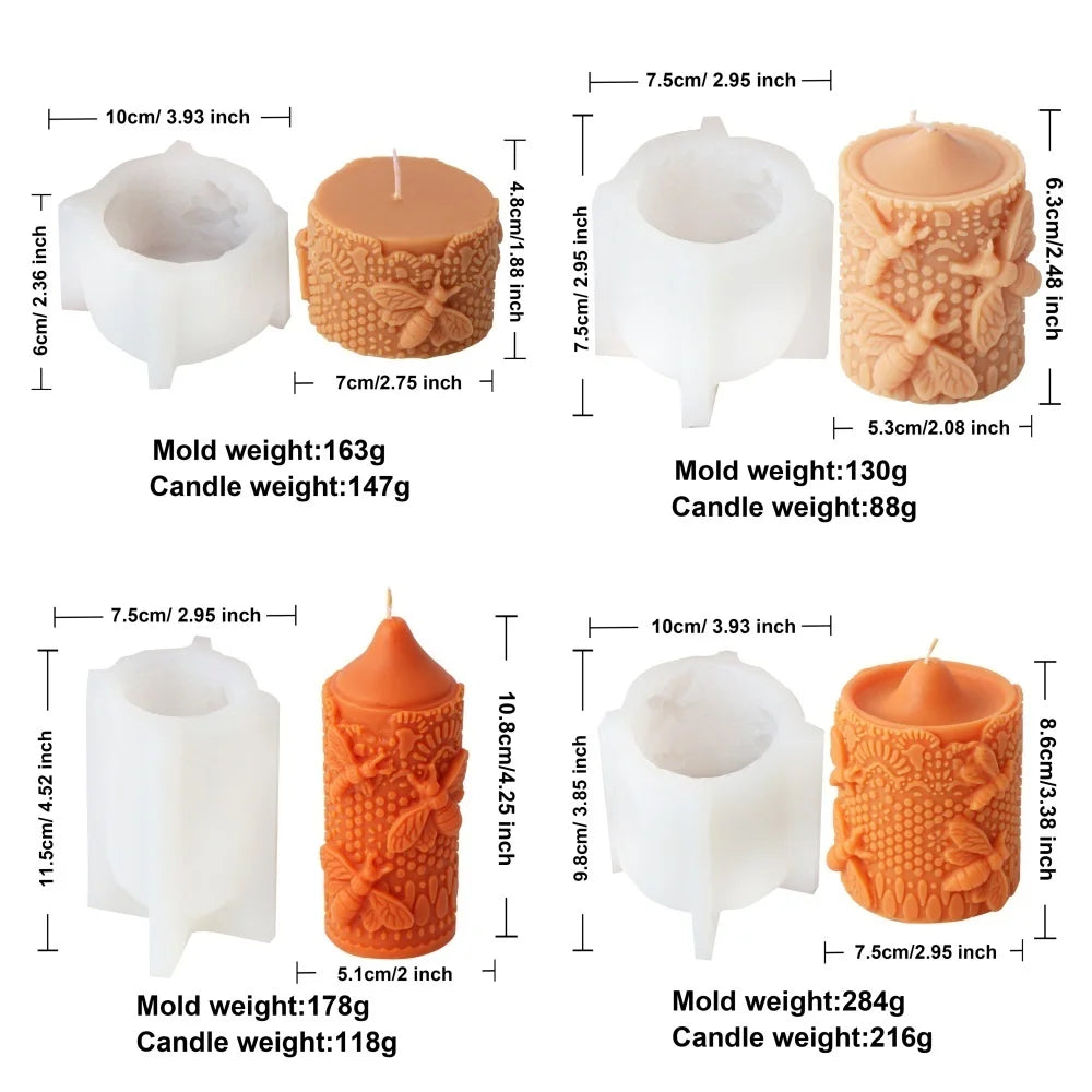 Honeybee Beehive Soybean Wax Pillar Mold