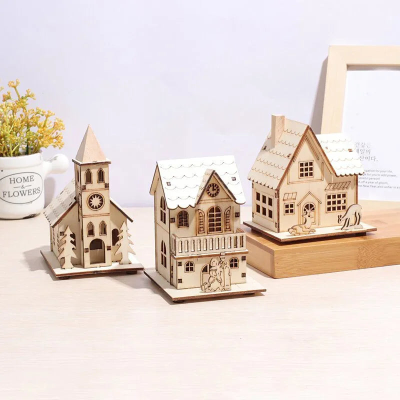 Mini LED Wooden House Ornament