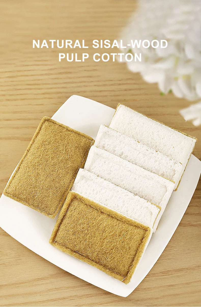 Natural Sisal & Wood Pulp Cotton Cleaning Pads  3PCS