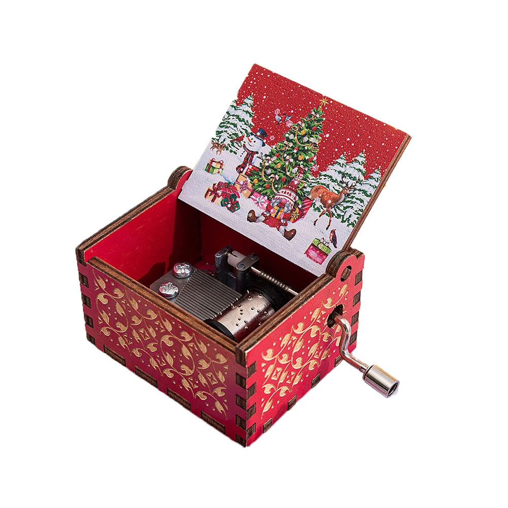 Wooden Hand-Crank Music Box – “We Wish You a Merry Christmas”