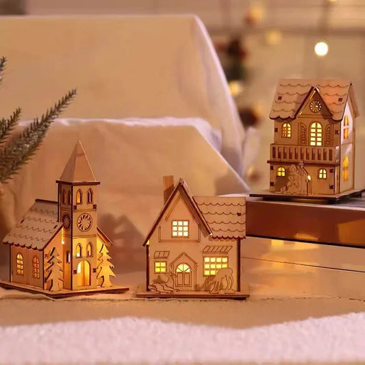 Mini LED Wooden House Ornament