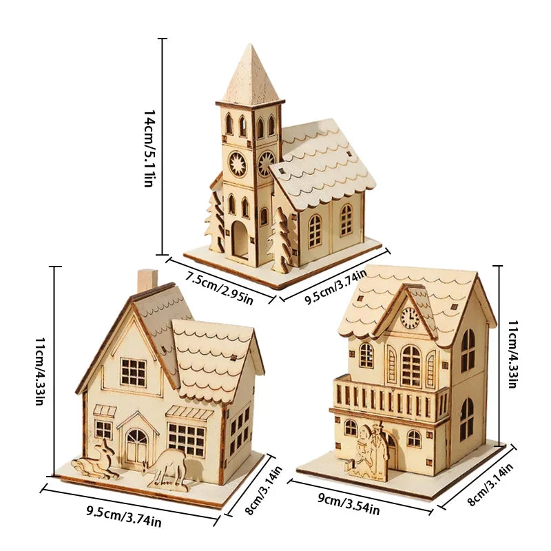 Mini LED Wooden House Ornament