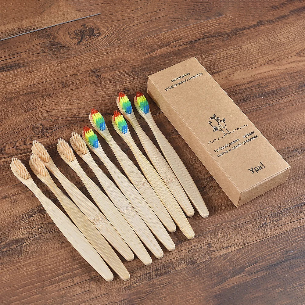 Bamboo World – 10-Piece Eco-Friendly Bamboo Toothbrush Set