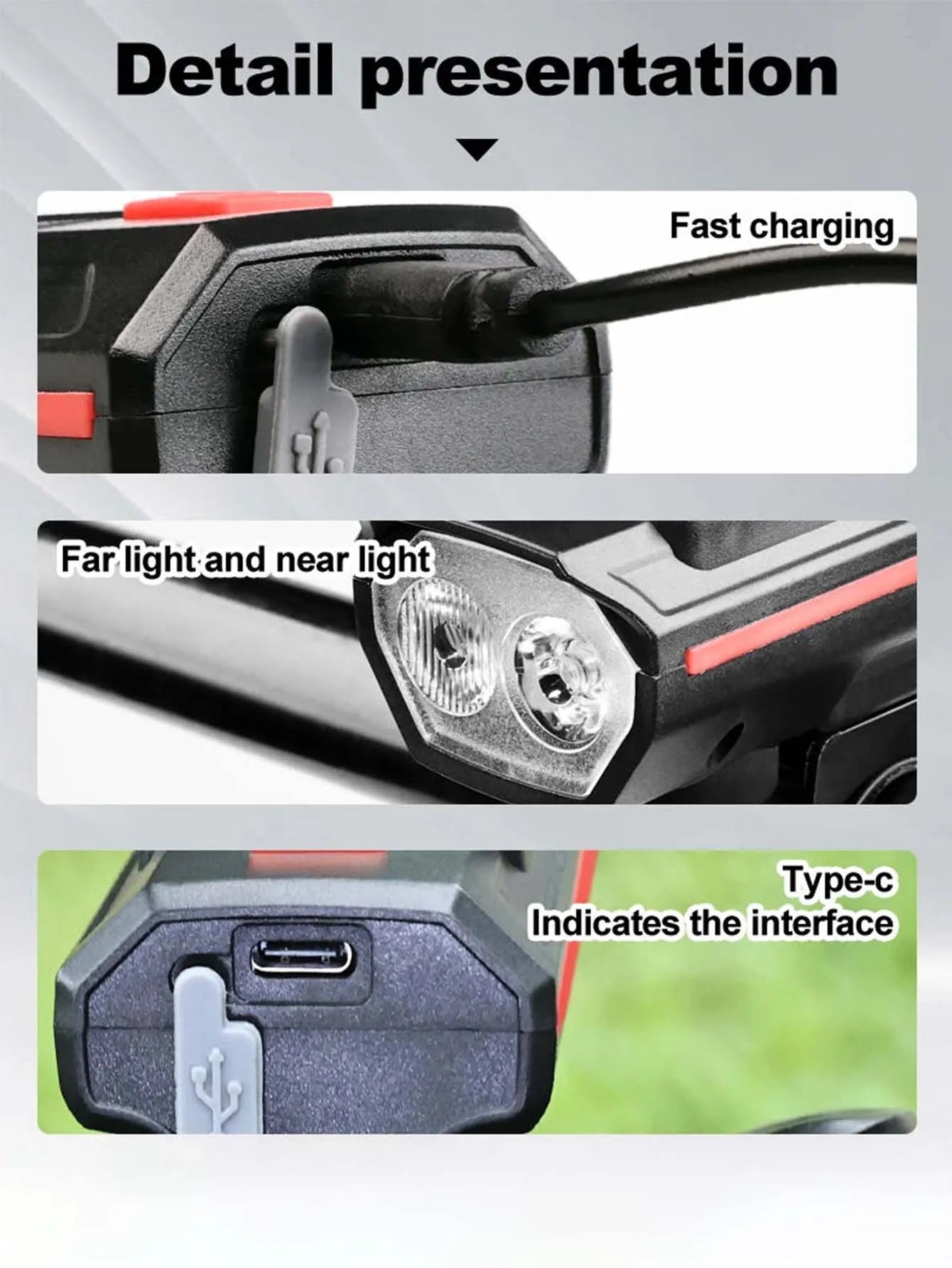 Solar Bike Headlight with Horn & Power Display