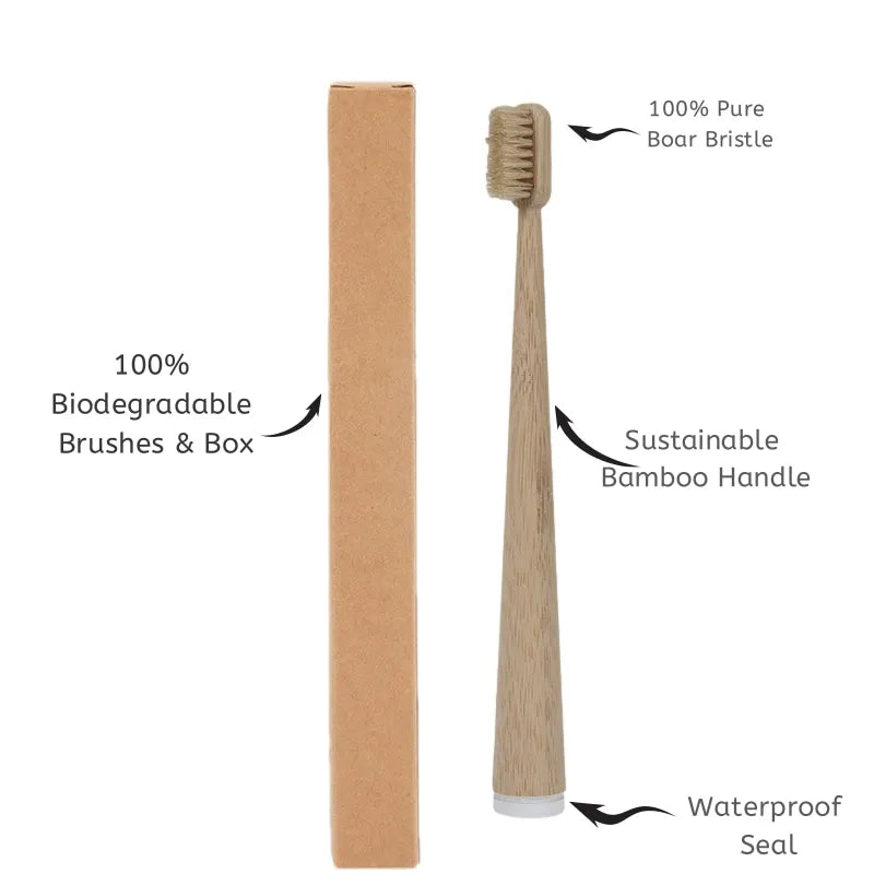4-Pack Natural Bristle Bamboo Toothbrushes