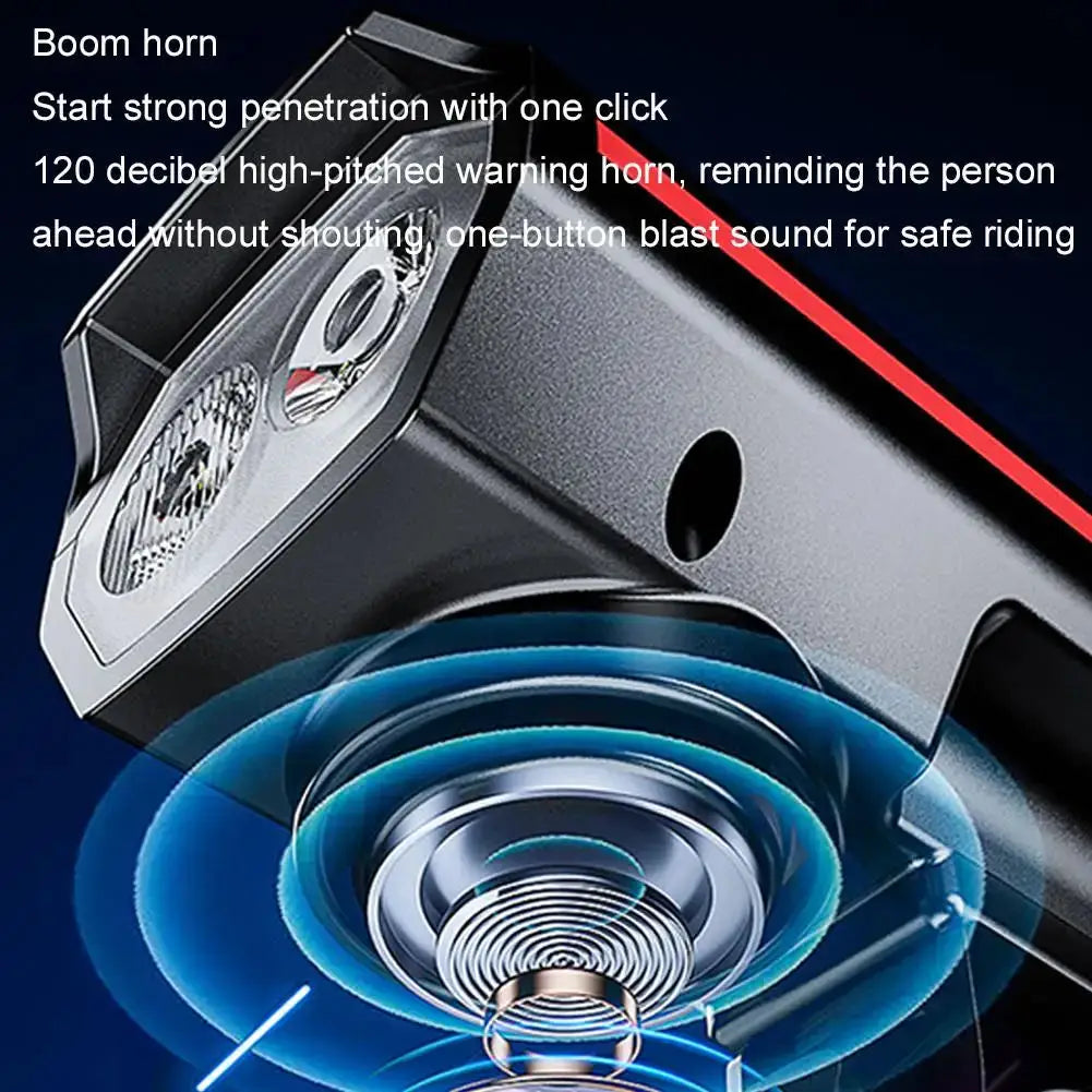 Solar Bike Headlight with Horn & Power Display