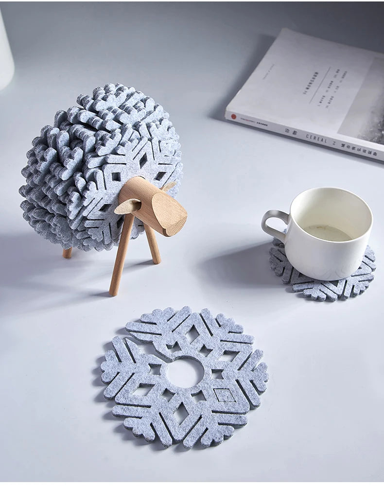 Christmas Elk-Shape Felt Coaster Set — 12pcs