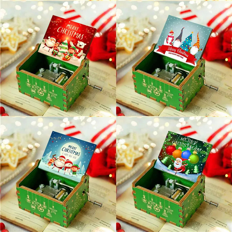 Wooden Hand-Crank Music Box – “We Wish You a Merry Christmas”