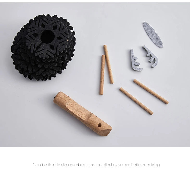 Christmas Elk-Shape Felt Coaster Set — 12pcs