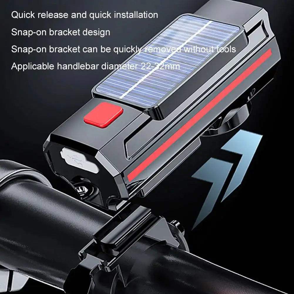 Solar Bike Headlight with Horn & Power Display