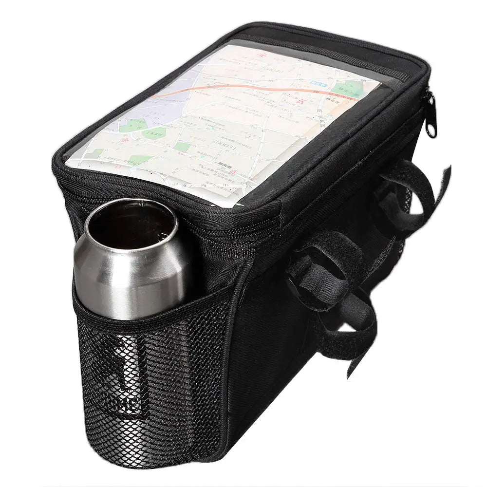 Waterproof Bicycle Handlebar Bag with Phone Holder & Reflective Strips