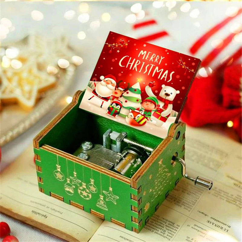 Wooden Hand-Crank Music Box – “We Wish You a Merry Christmas”