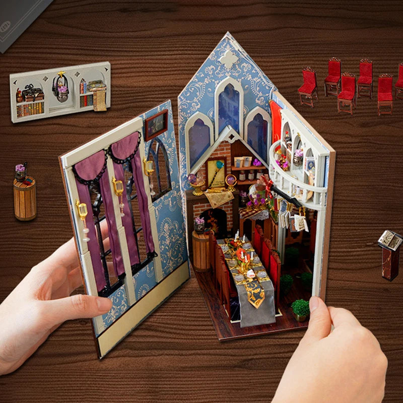 Retro DIY Wooden Book Nook – Magic Restaurant Shelf Insert