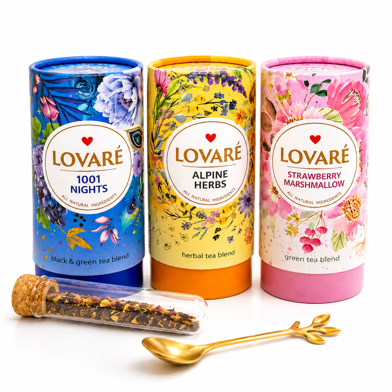 Luxury Tea Lover Gift Set – Premium Lovaré Tea Collection with Gold Spoon & Glass Tea Infuser