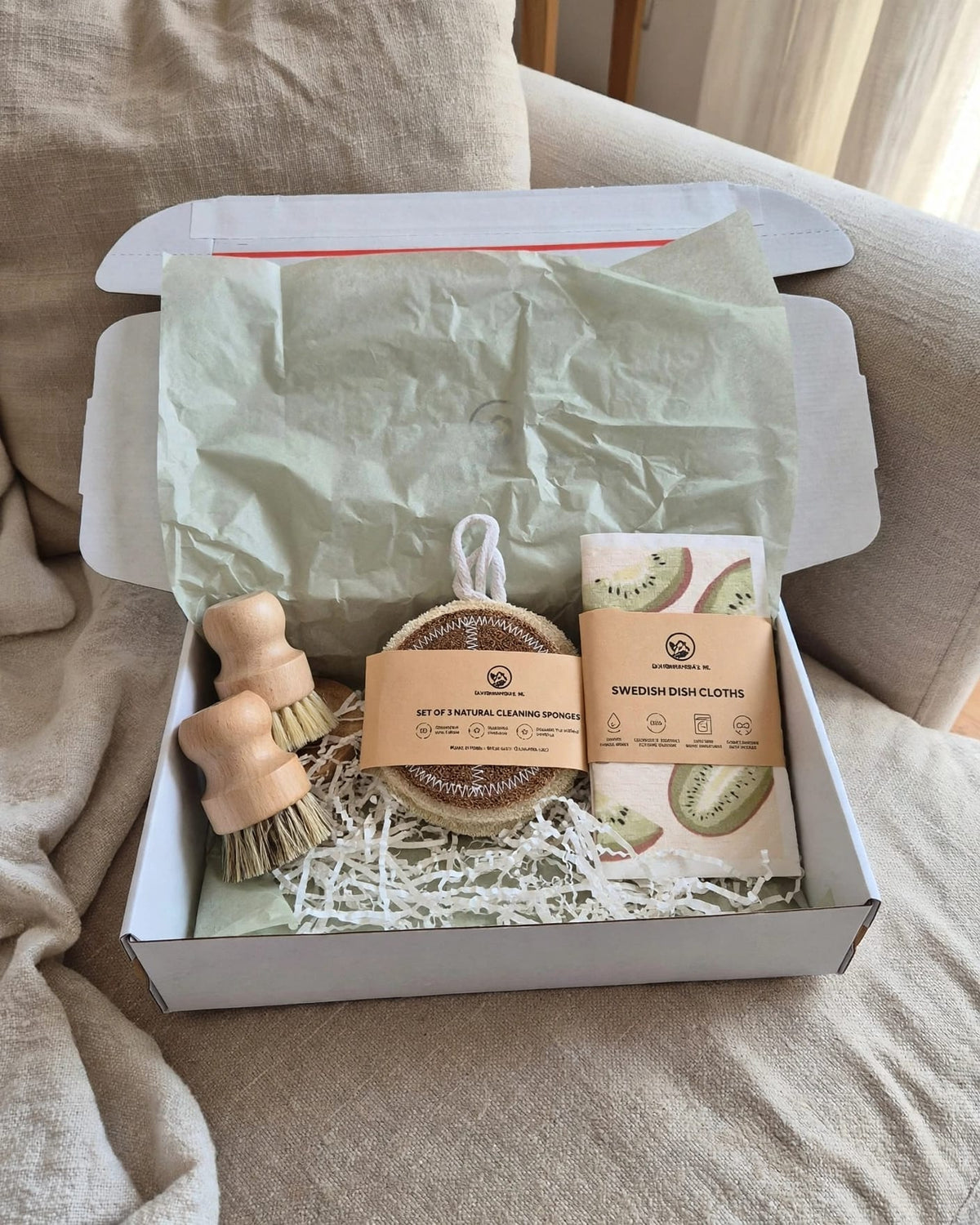 Eco Haven Natural Kitchen Cleaning Starter Set – Coconut, Loofah & Swedish Dish Cloths