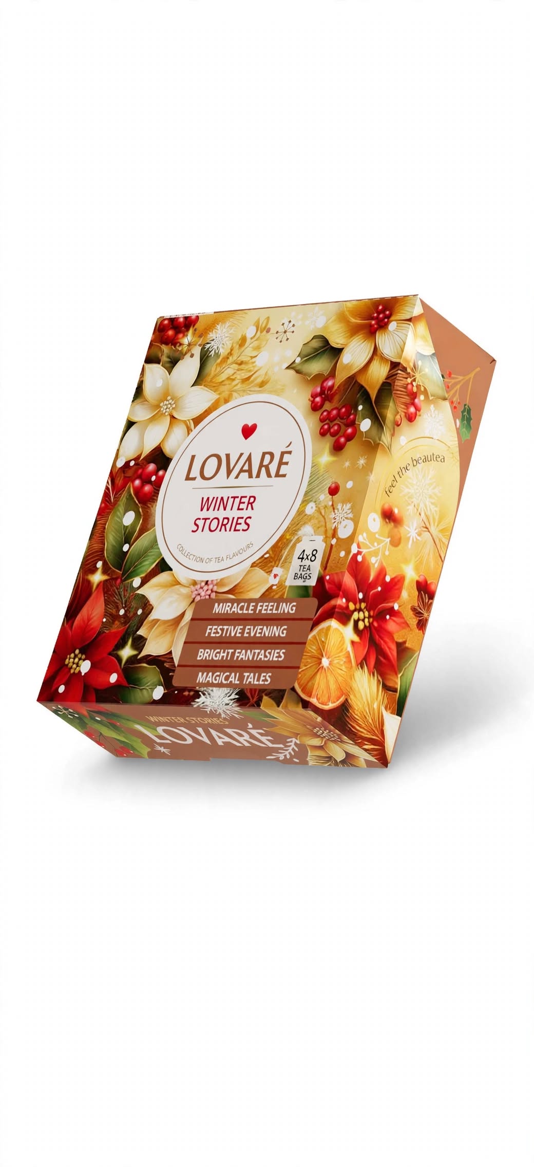 LOVARÉ Winter Stories Tea Collection – 32 Tea Bags, 4 Festive Black Tea Flavours