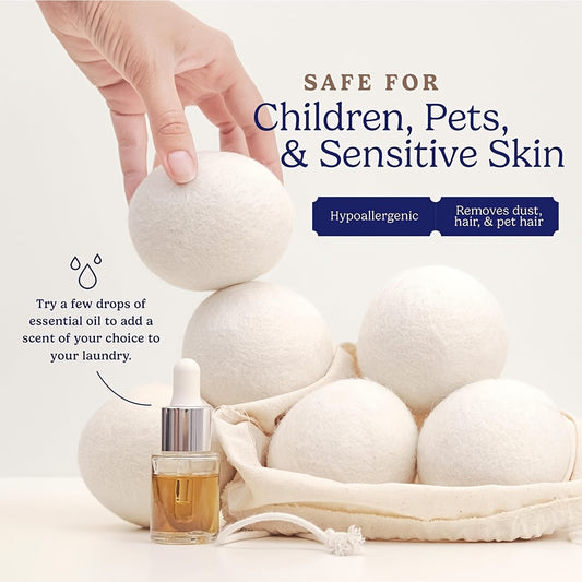 6-Piece 100% New Zealand Wool Dryer Balls