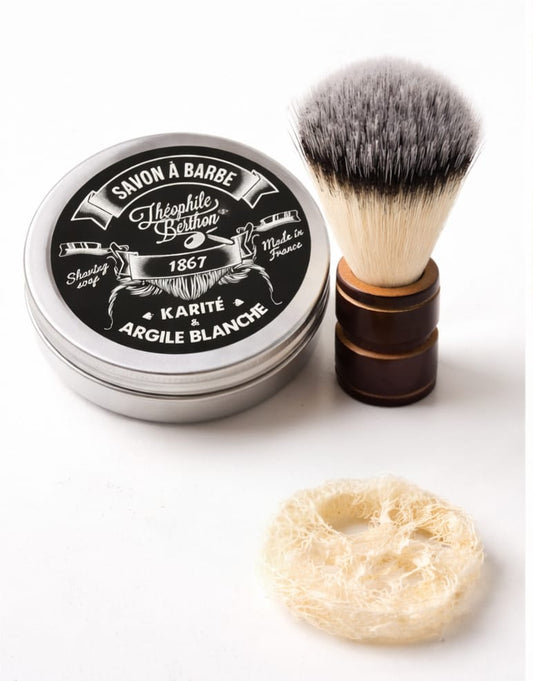 Eco-Friendly Shaving Set – Natural Shaving Soap, Wooden Brush, Loofah Soap Holder