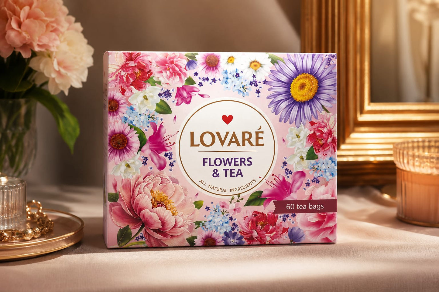 Lovaré Flowers & Tea Collection – Luxury Tea Gift Set (60 Tea Bags)