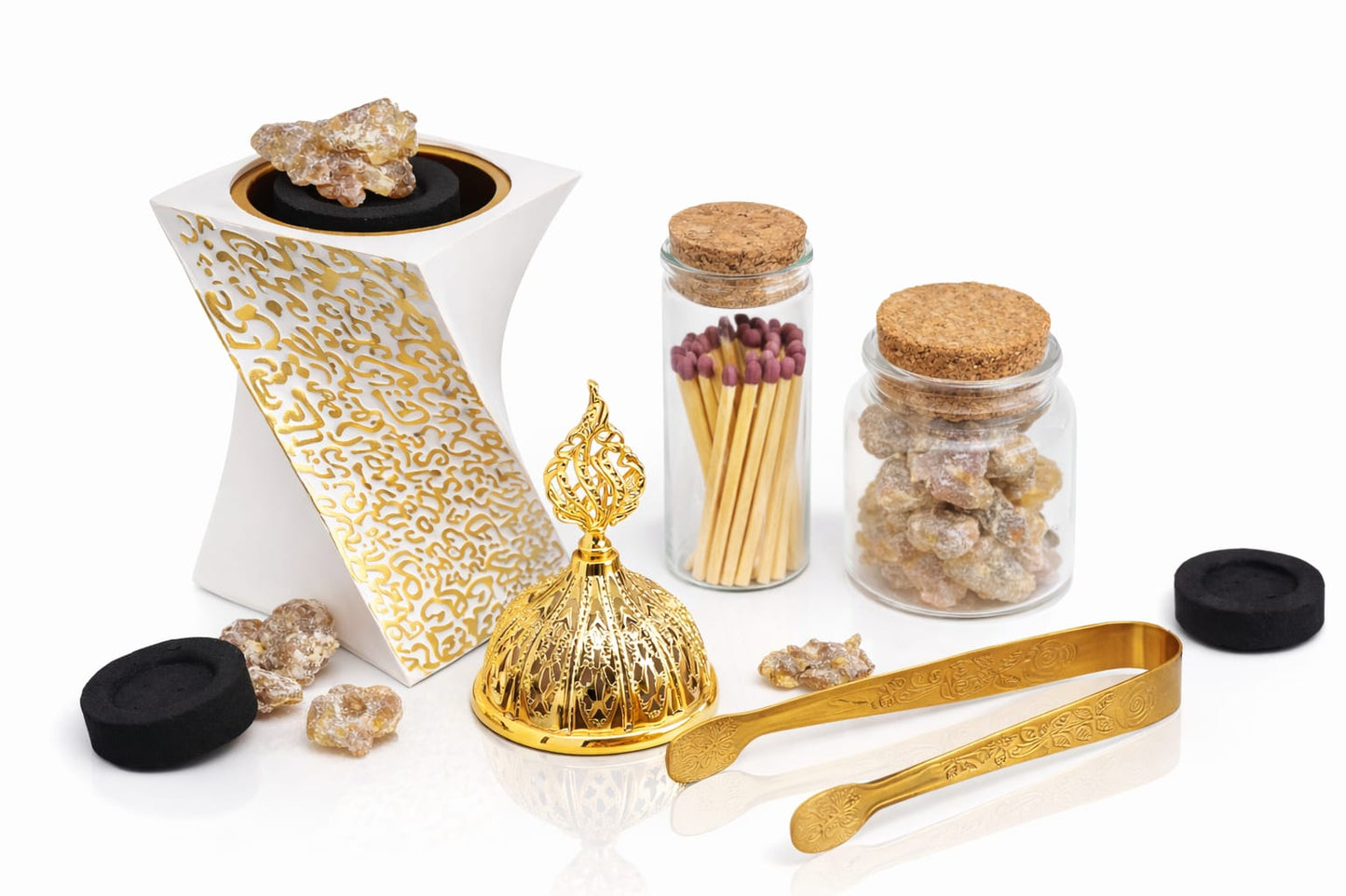 Arabic Incense Burner White Luxury Omani Luban Wellness Ritual Set