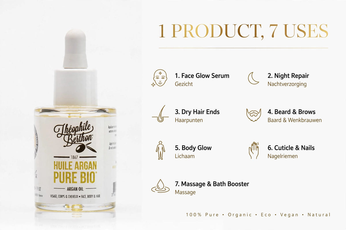 100% Organic Argan Oil – Pure Facial, Body, Hair, Nail & Beard Oil | 30ml