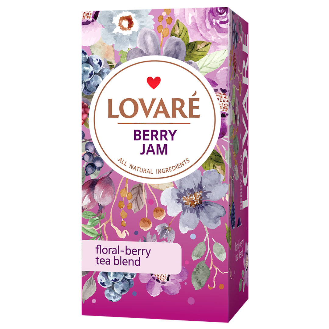 Lovaré Berry Jam – Premium Fruit & Herbal Tea | 24 Individually Wrapped Tea Bags