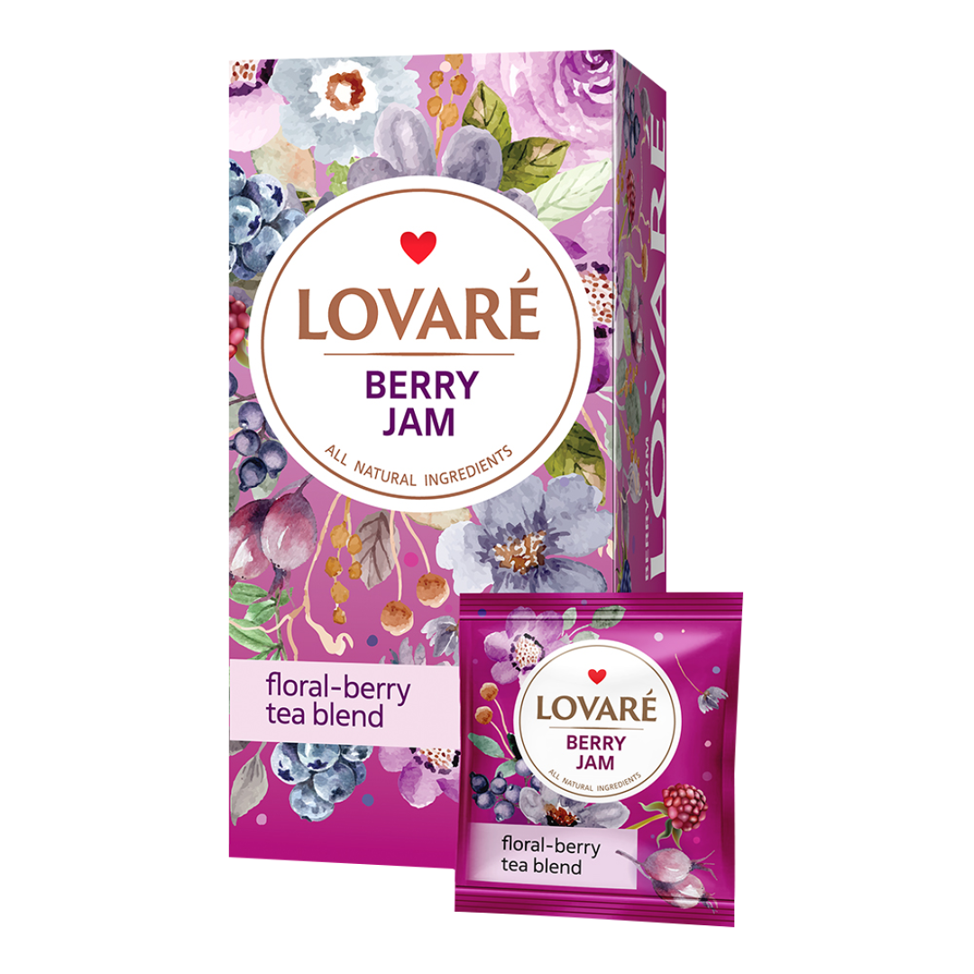 Lovaré Berry Jam – Premium Fruit & Herbal Tea | 24 Individually Wrapped Tea Bags