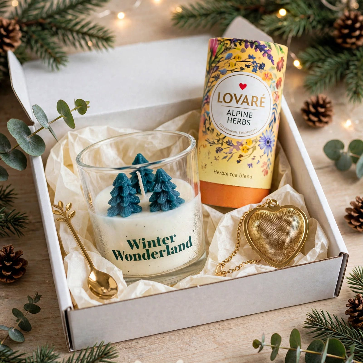 LOVARÉ Alpine Herbs Tea Gift Set 80g | Luxury Christmas Tea Gift with Infuser