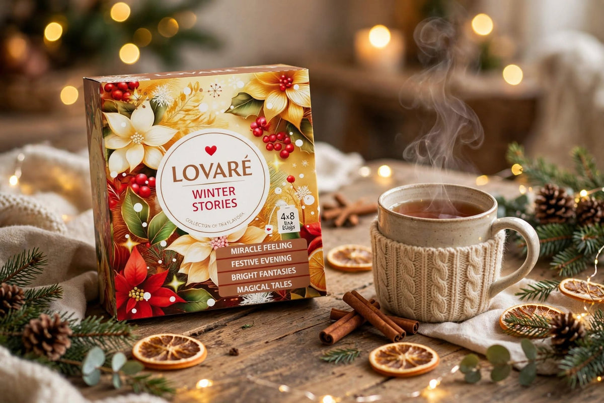 LOVARÉ Winter Stories Tea Collection – 32 Tea Bags, 4 Festive Black Tea Flavours