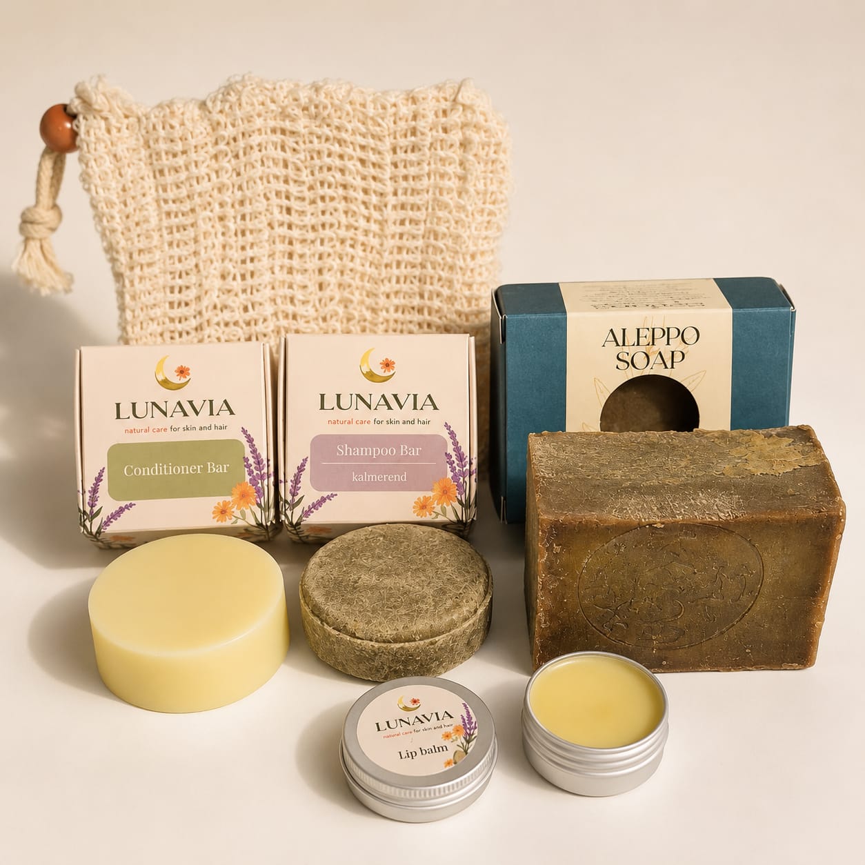 Lunavia Natural Hair Detox Set – Plasticvrije Haarverzorging met Shampoo Bar, Conditioner Bar &amp; Natuurlijke Essentials