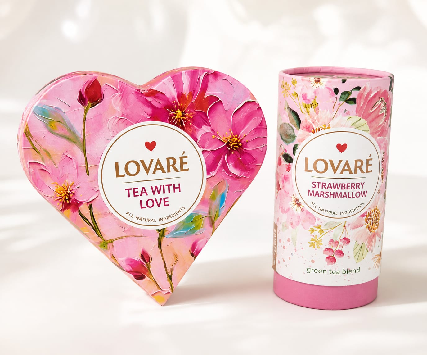 Lovaré Tea With Love Gift Set – Luxury Tea Gift Box & Strawberry Marshmallow Green Tea
