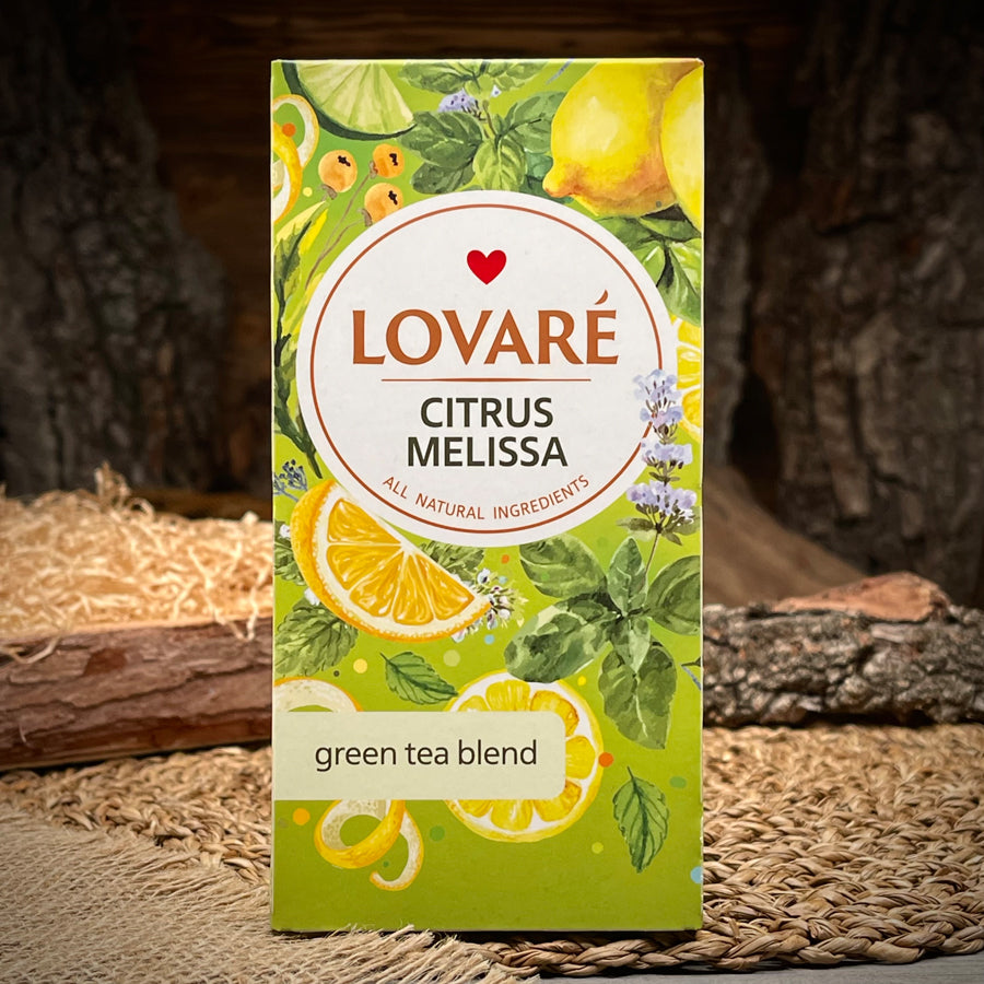 Lovaré Citrus Melissa – Premium Green Tea | 24 Individually Wrapped Tea Bags