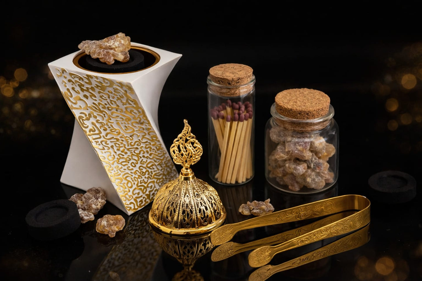 Arabic Incense Burner White Luxury Omani Luban Wellness Ritual Set