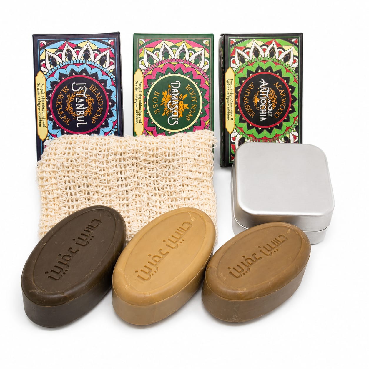 Aleppo Soap Scented with Damask Rose, Black Musk, Oud-Amber: Mix of all 3