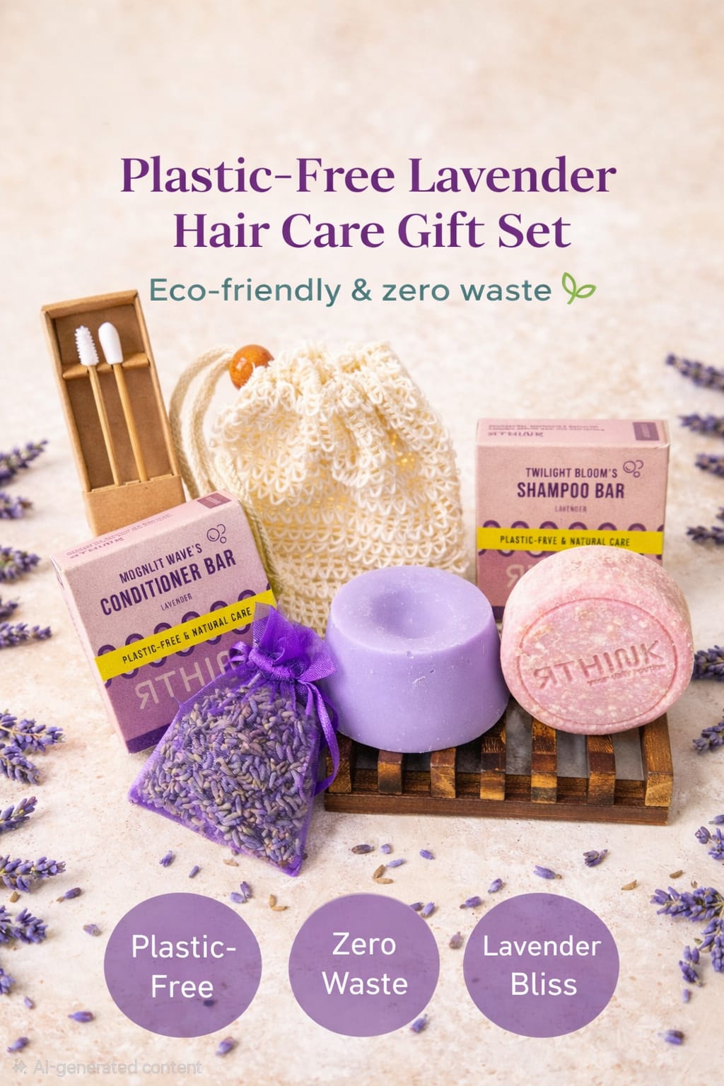 Plastic-Free Lavender Hair Care Gift Set