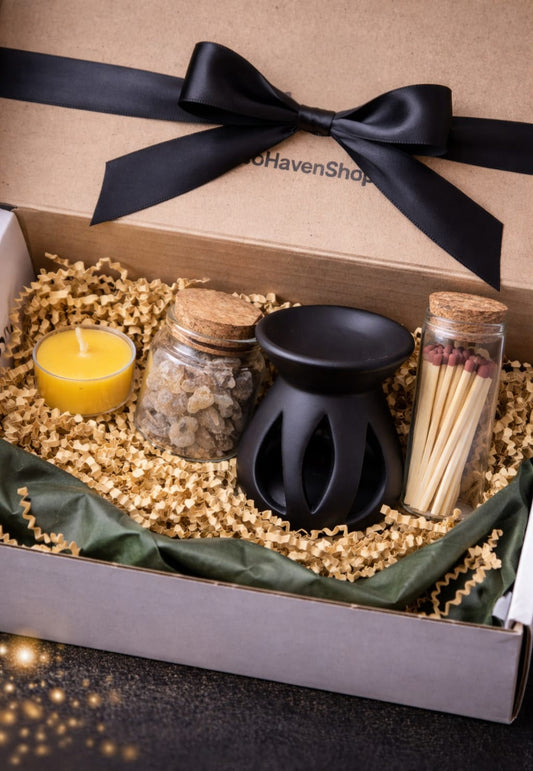 Luxury Omani Luban Gift Set – Black Arabic Aroma Lamp Frankincense Ritual Kit