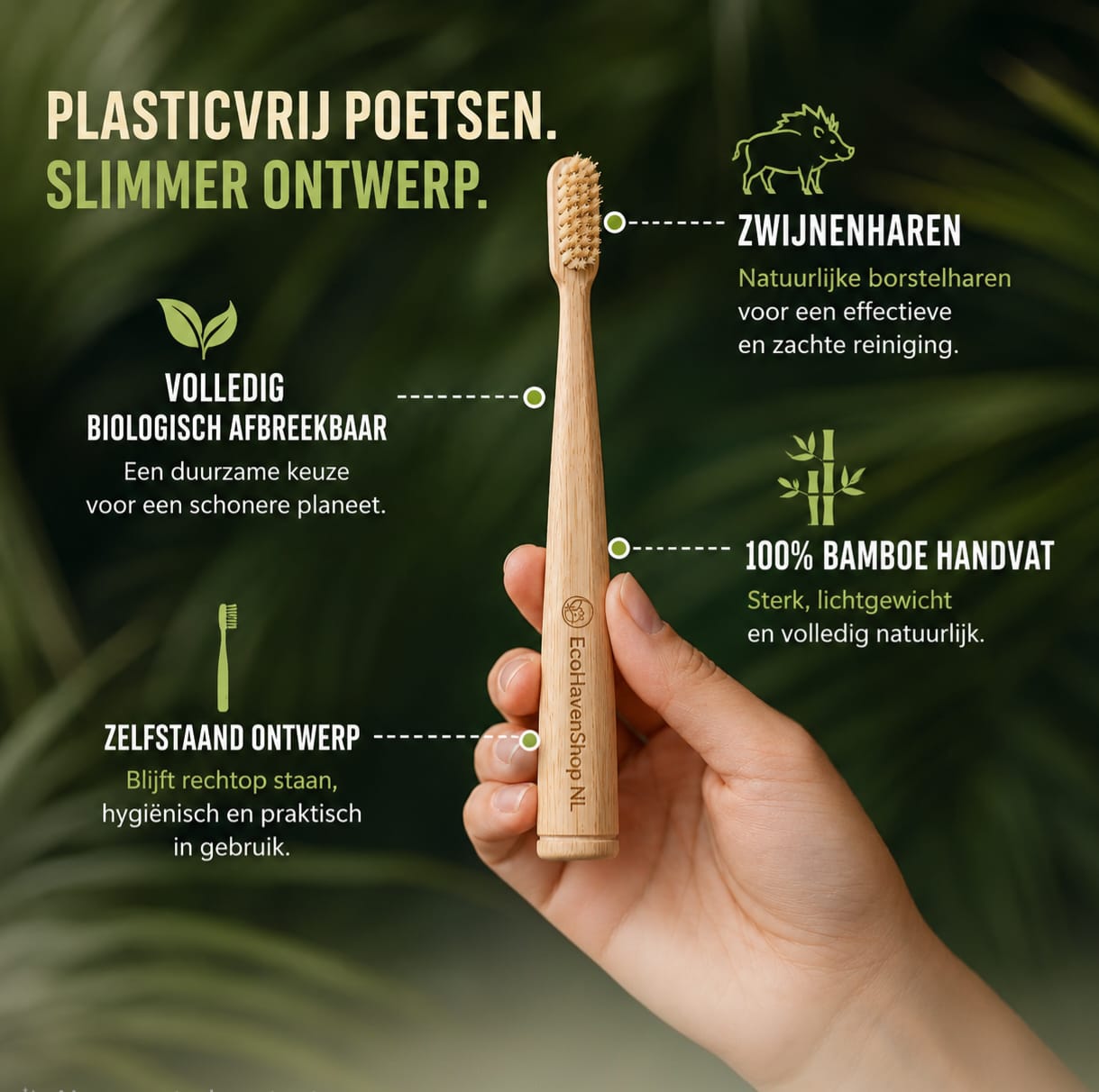 Tandenborstels van bamboe met natuurlijke haren