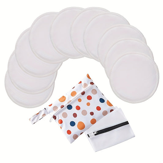 Organic Bamboo Nursing Pads: 10 Washable Pads + Wet Bag + Wash Bag - Super Absorbent & Reusable Breast Pads for Breastfeeding (Large 4.7), Halloween Christmas Thanksgiving Day Gift