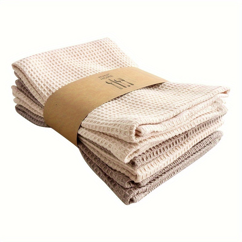 Waffle Weave Cotton Dish Cloths – 4 Pack Absorbent Kitchen Towels | Katoenen Keukendoek Set