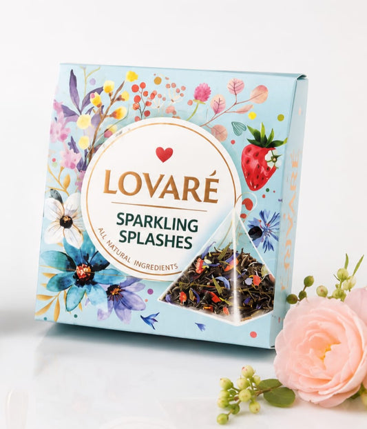Lovaré Sparkling Splashes – Premium Pyramid Tea (15 Tea Bags)