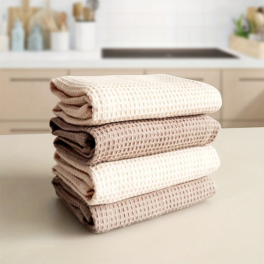 Waffle Weave Cotton Dish Cloths – 4 Pack Absorbent Kitchen Towels | Katoenen Keukendoek Set