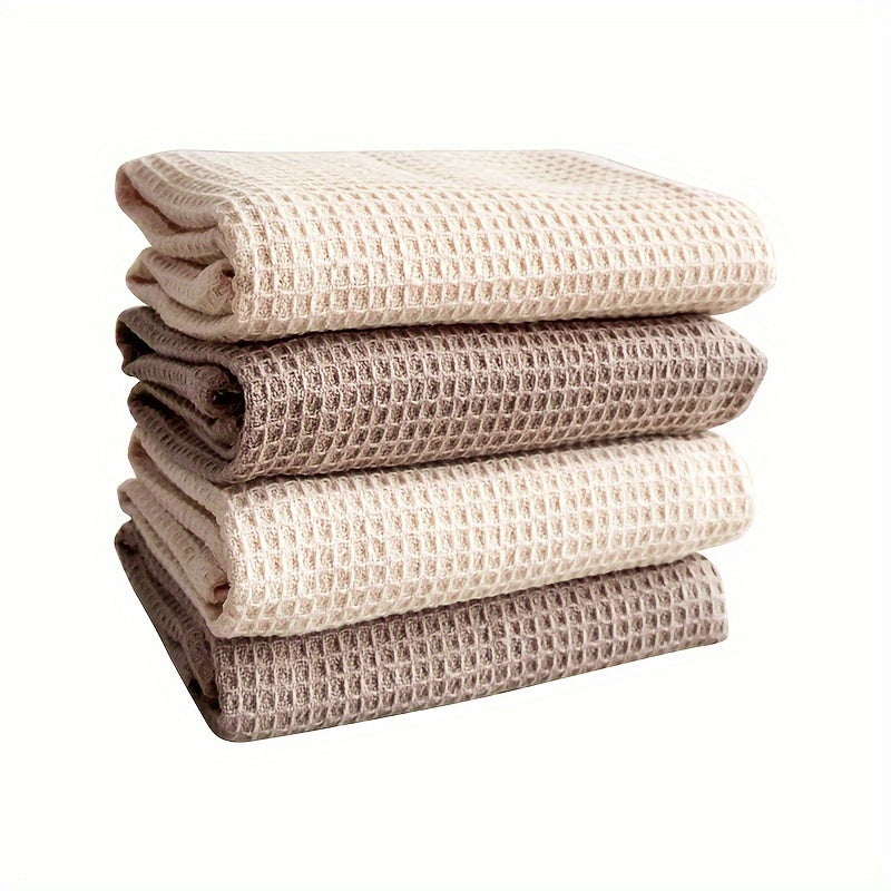 Waffle Weave Cotton Dish Cloths – 4 Pack Absorbent Kitchen Towels | Katoenen Keukendoek Set