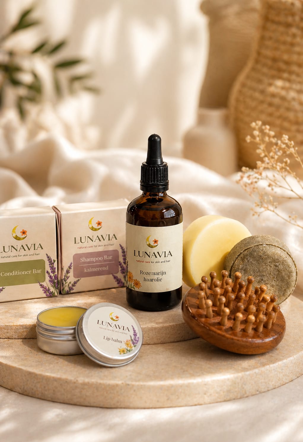 Natural Hair Growth and Scalp Care Kit – Rosemary Hair Oil, Shampoo Bar, Conditioner & Scalp Massage Brush