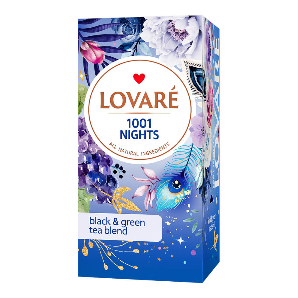 Lovaré 1001 Nights – Premium Black &amp; Green Tea | 24 Individually Wrapped Tea Bags