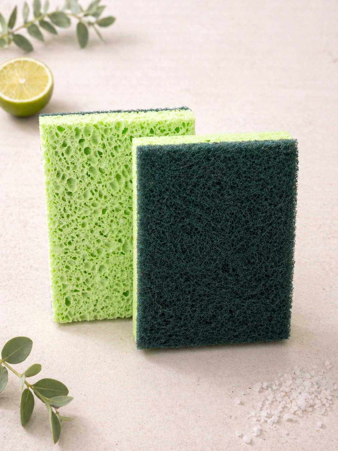 Eco Scrub Sponges (2-Pack) – Scratch-Free, Reusable & Absorbent | Cellulose & Recycled Materials